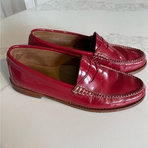 Weejuns cherry Red Leather Penny Loafers size 7